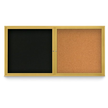 UNITED VISUAL PRODUCTS Corkboard, Blue Spruce/Bronze, 72"x36" UV433HPLUS-BRONZE-BLSPRU